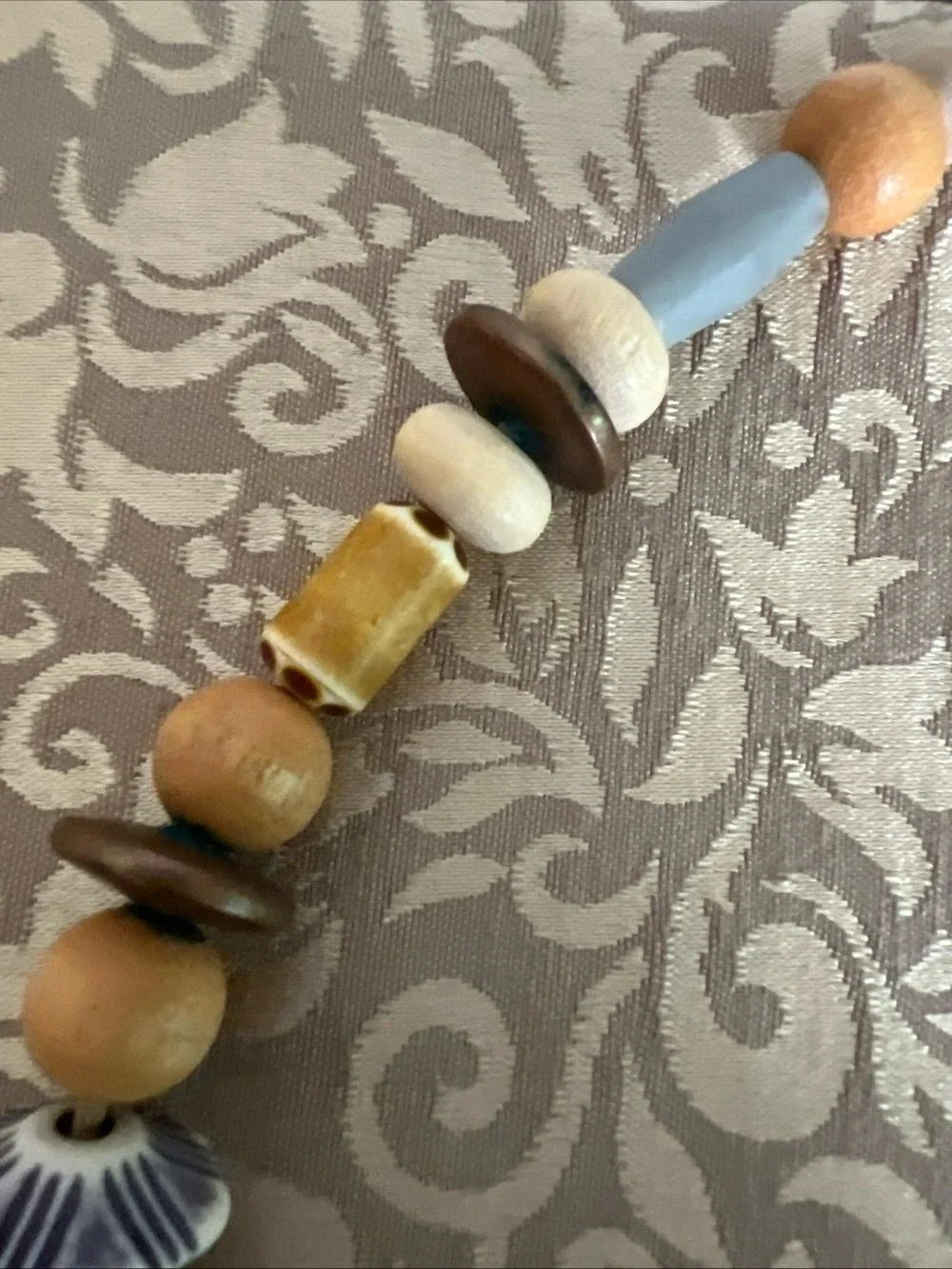 Chunky Wooden Necklace Gold Tone Spacers = Different Sizes, Colors & Shapes Boho